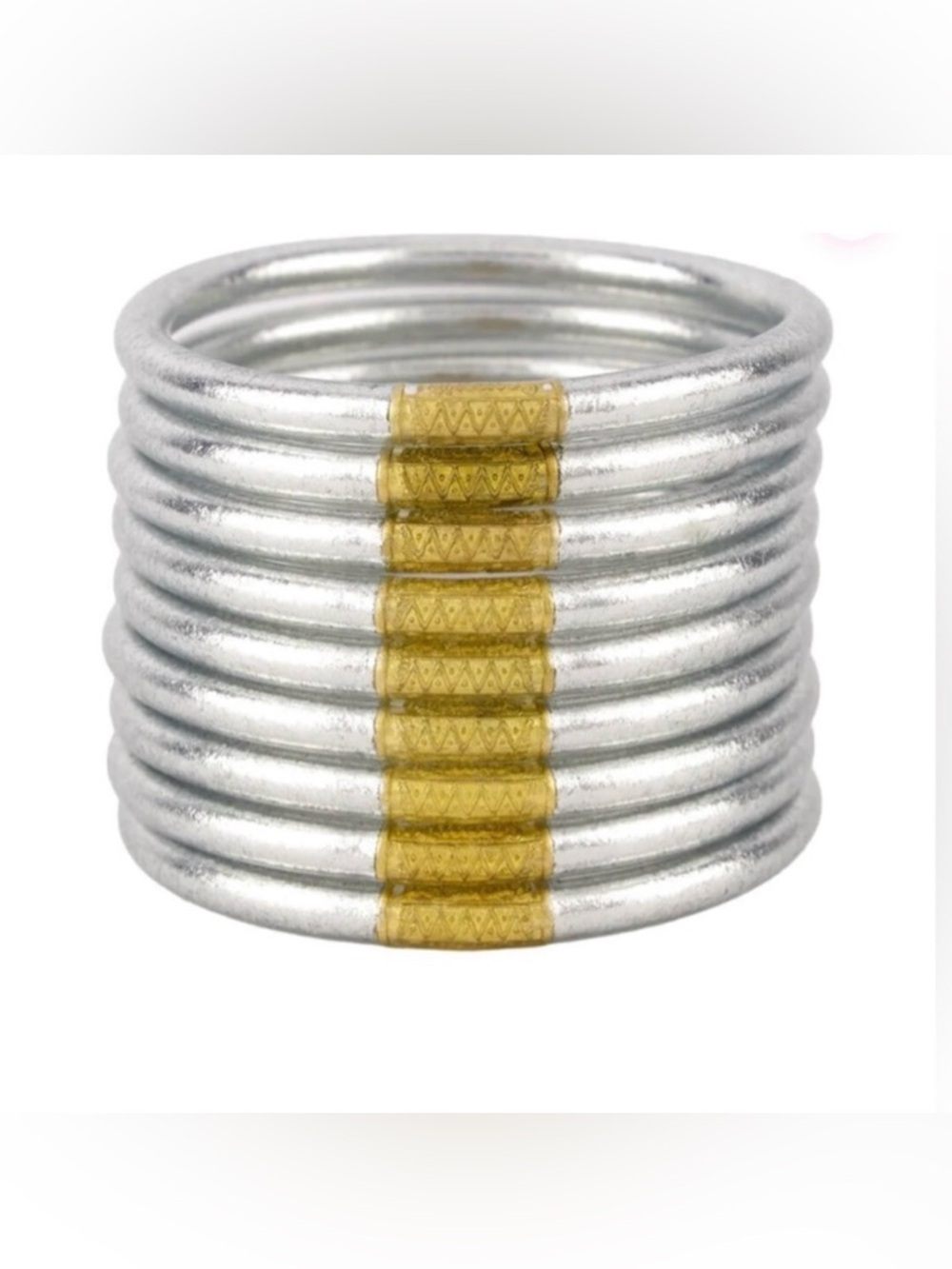 Budhagirl Silver All Weather Bangle (set of 9) - Serenity Prayer